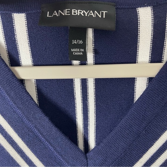 Lane Bryant Sweater 14 16 Blue Whit Chevron Stripes Dolman Sleeves - Picture 6 of 6